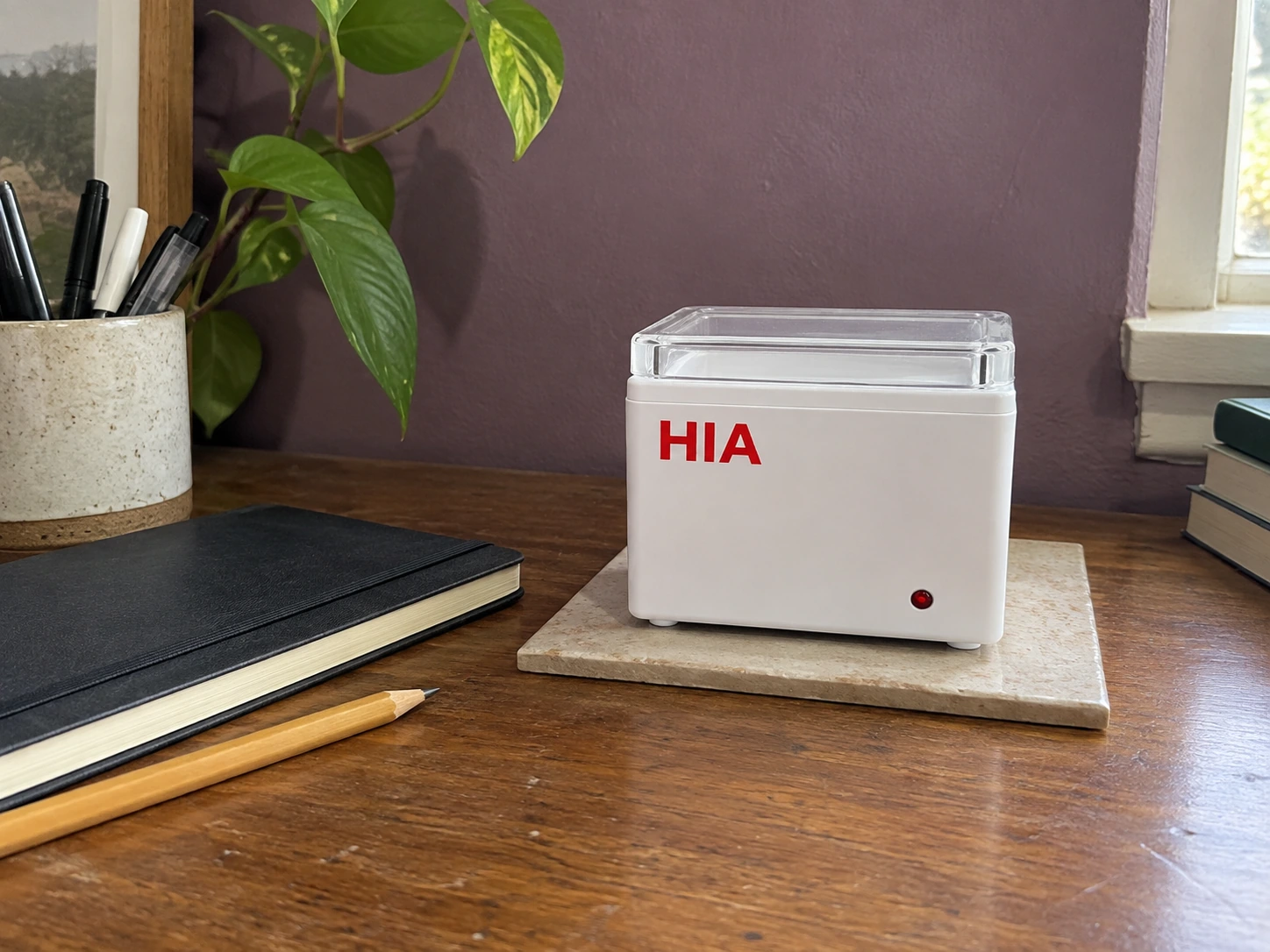 HIA warmer on a desk