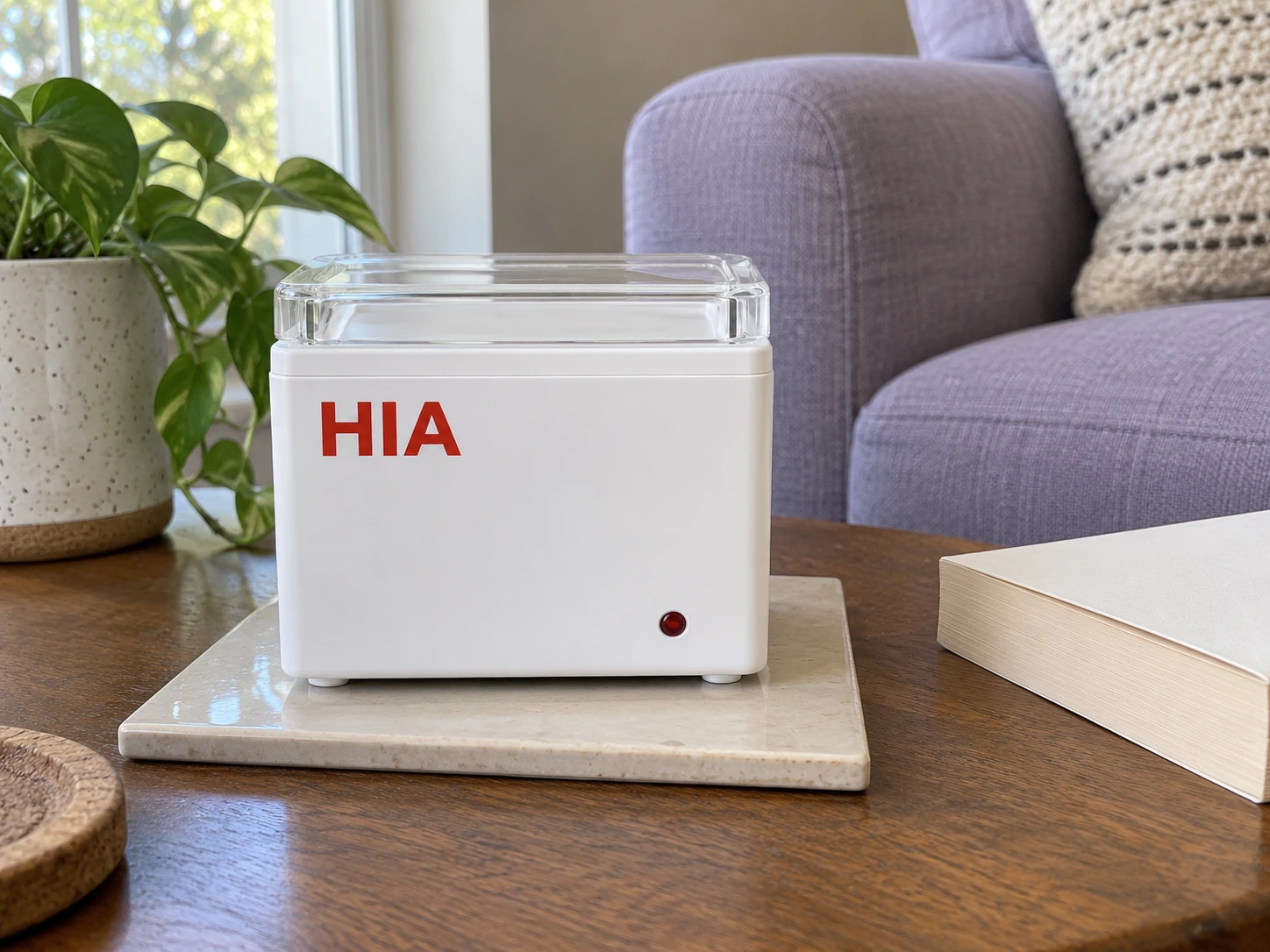 HIA warmer on a side table