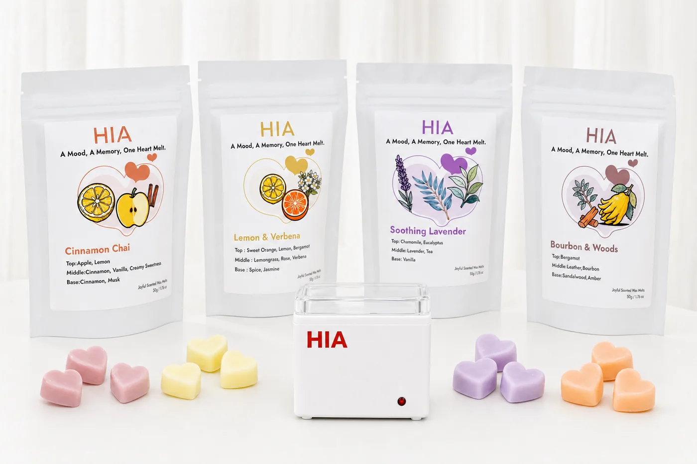 HIA warmer with all four wax melt pouches