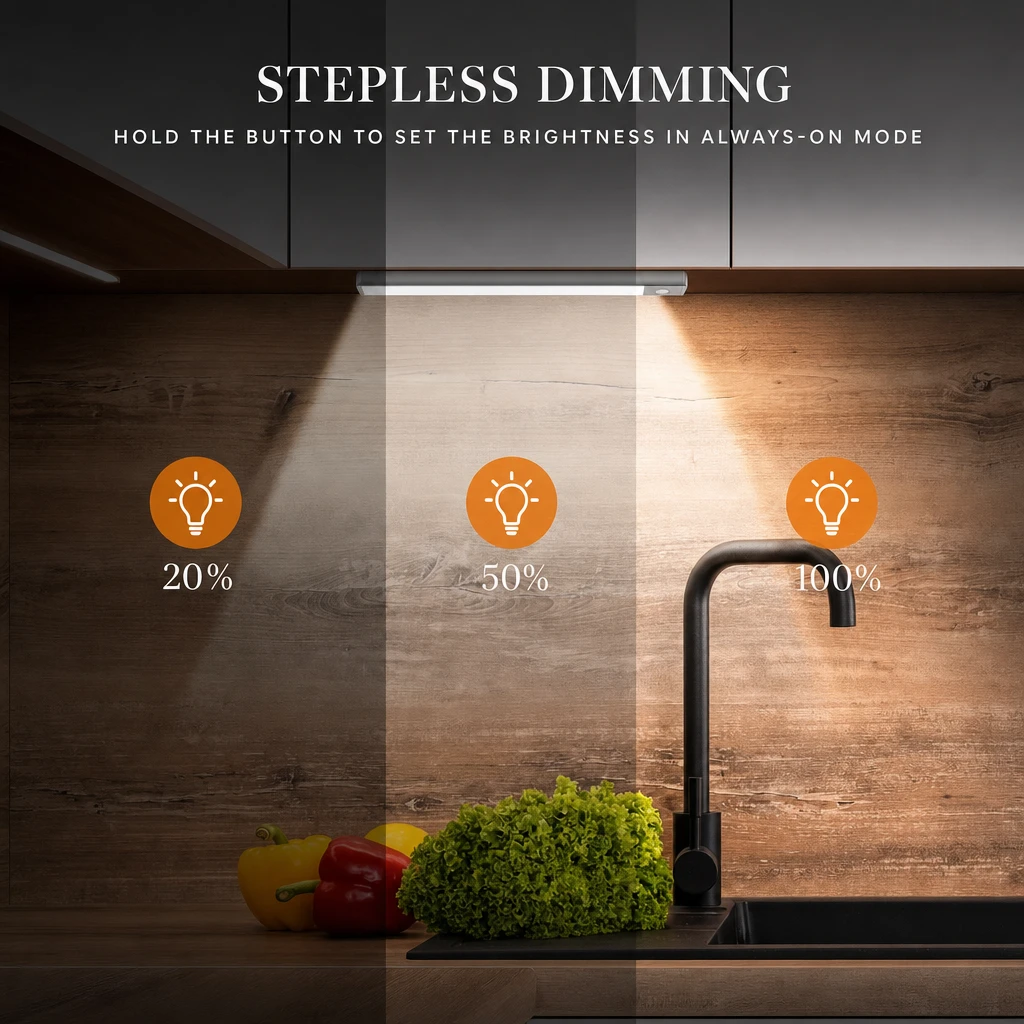 Motion Sense Light Bar: stepless dimming in always-on mode