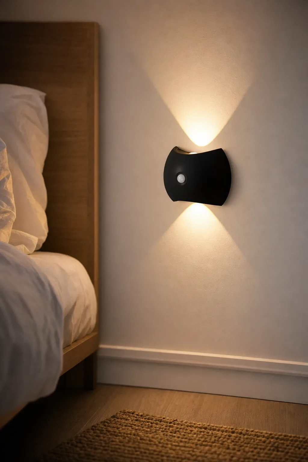 The wall light beside a bed