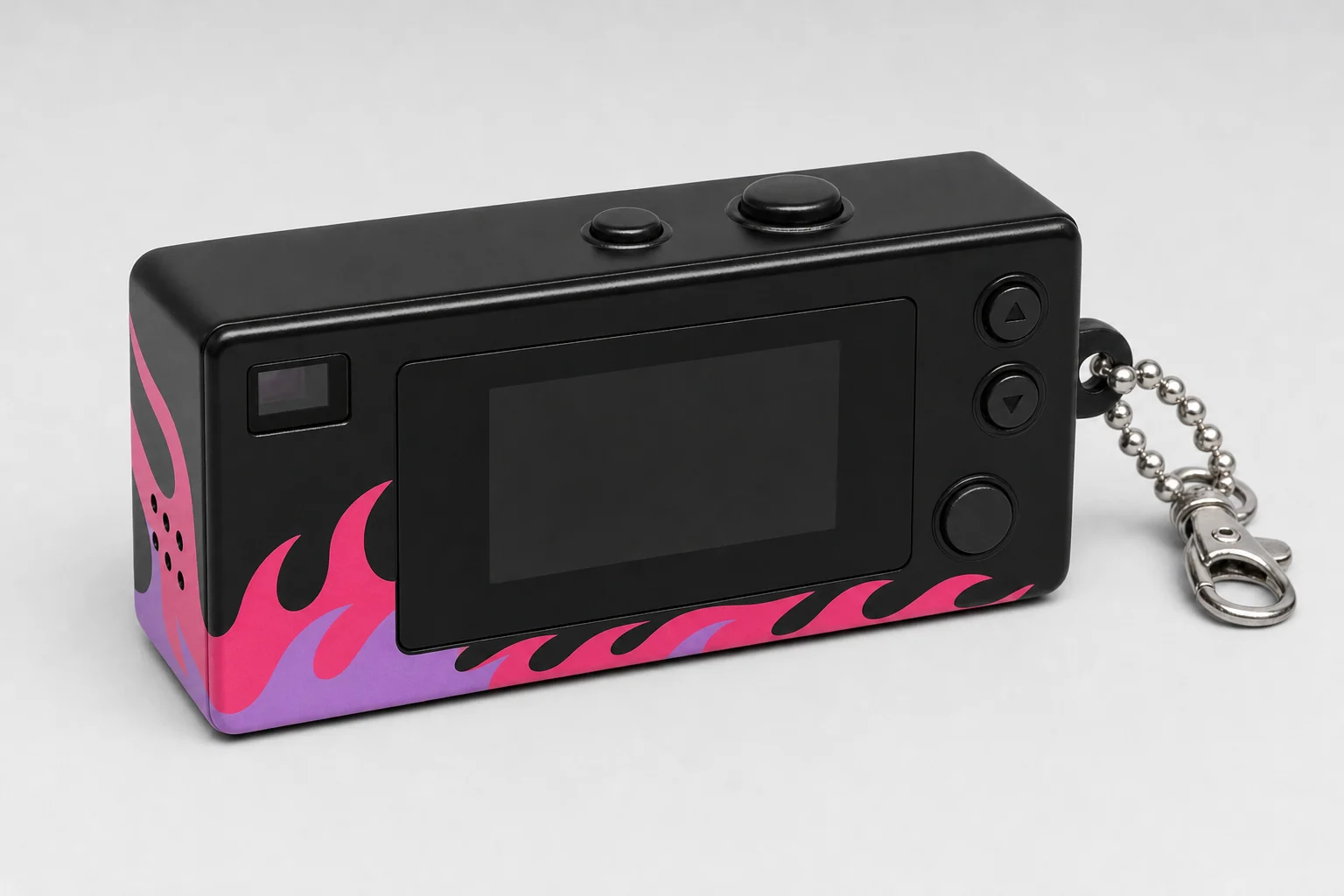 The back of the Flame Pokkto: its screen and buttons