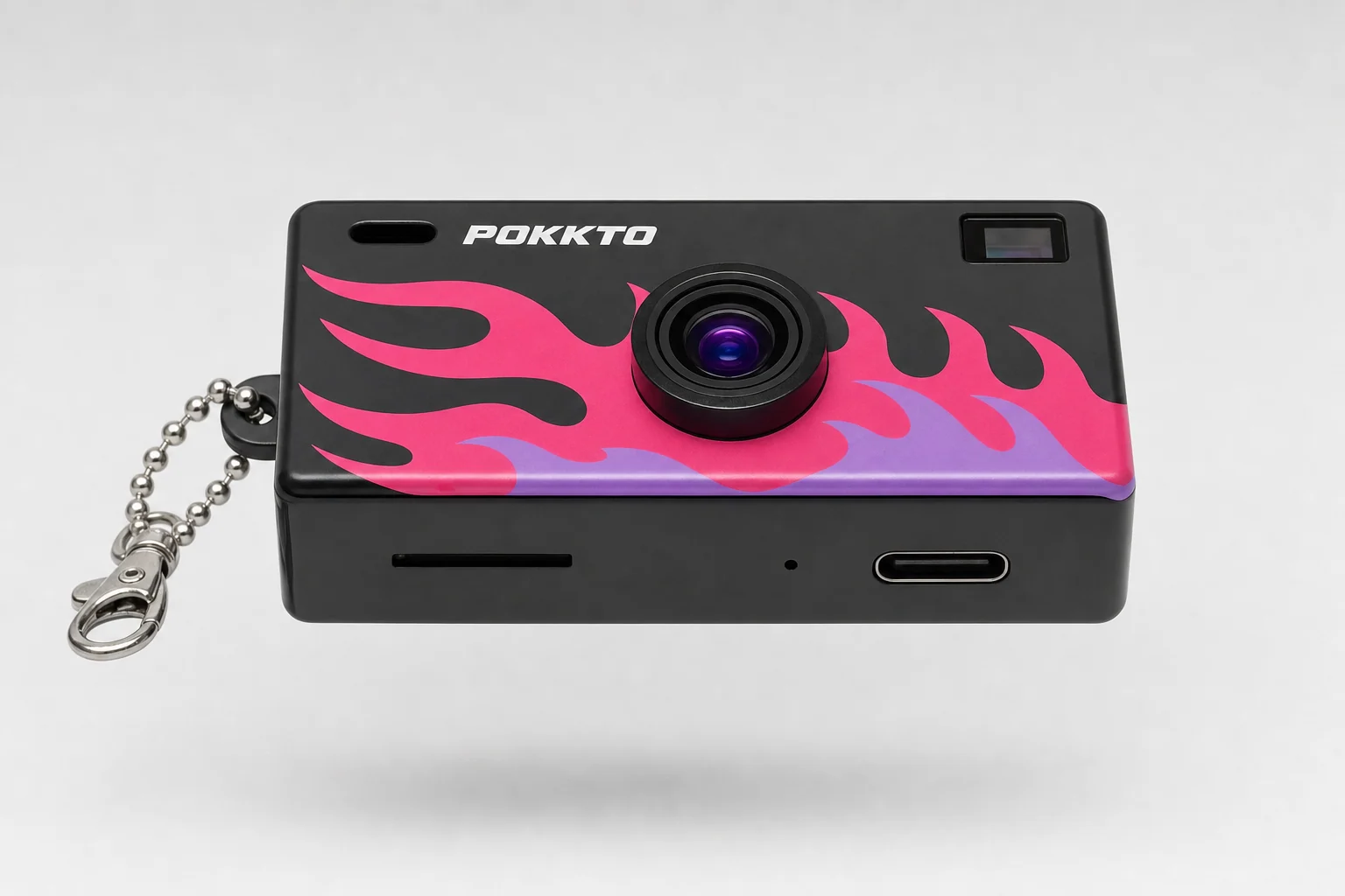 The Flame Pokkto from below: its microSD slot and USB-C port