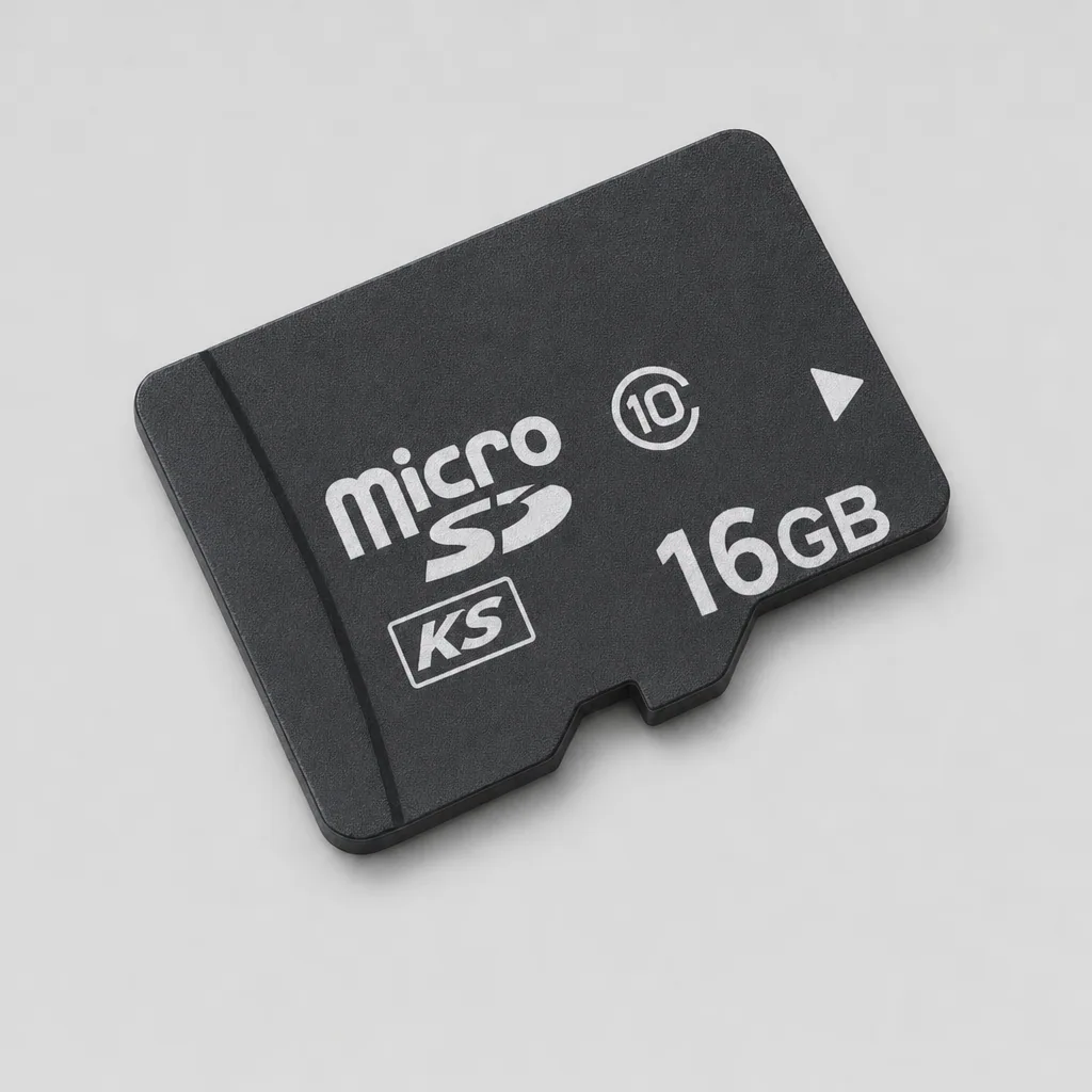 The black 16 GB microSD card