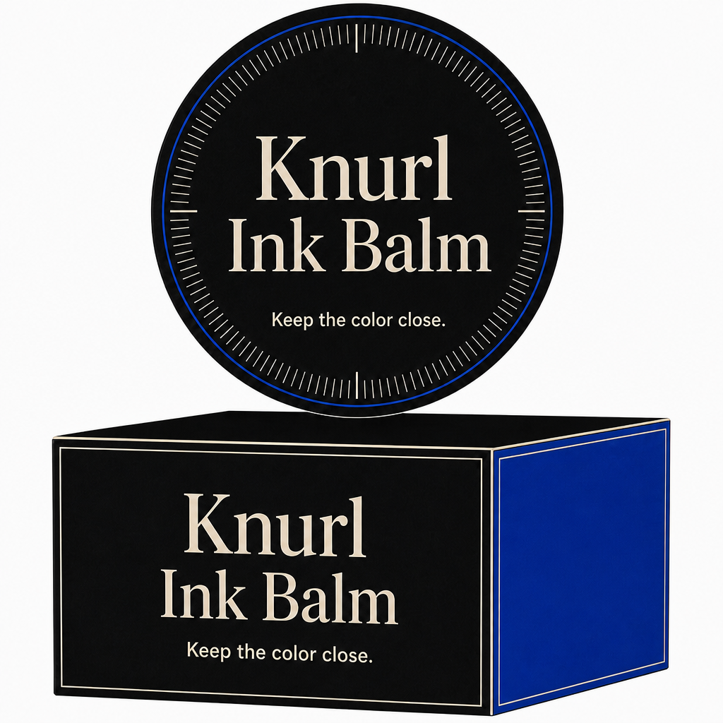 Close detail of the Knurl Ink Balm jar