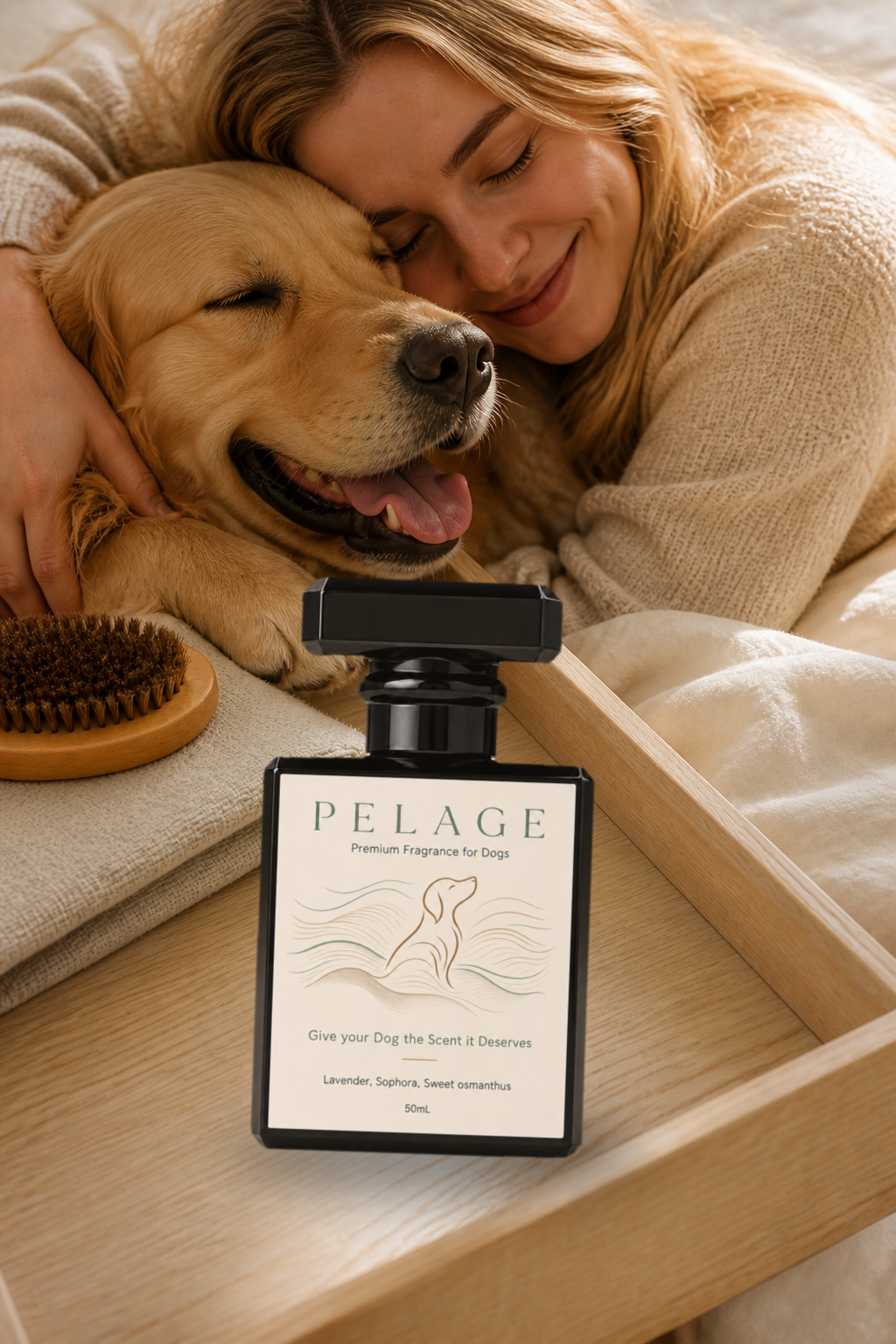 Pelage campaign portrait of a freshly groomed dog