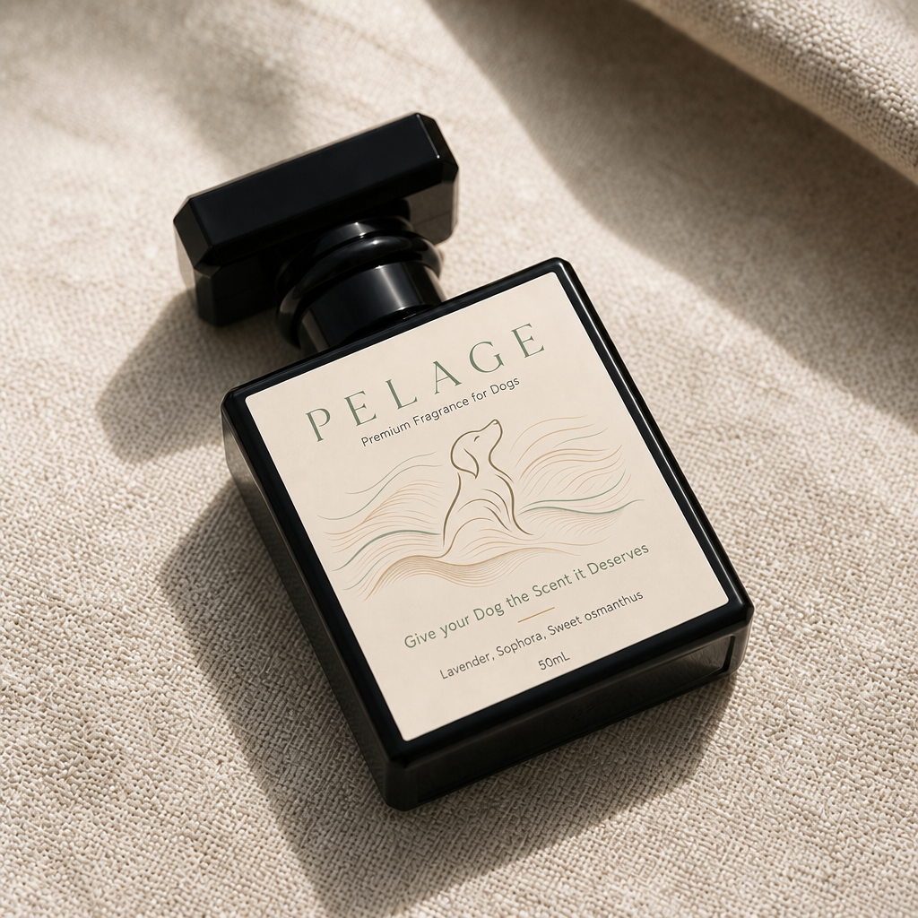 Pelage Premium Fragrance for Dogs spray bottle, side view