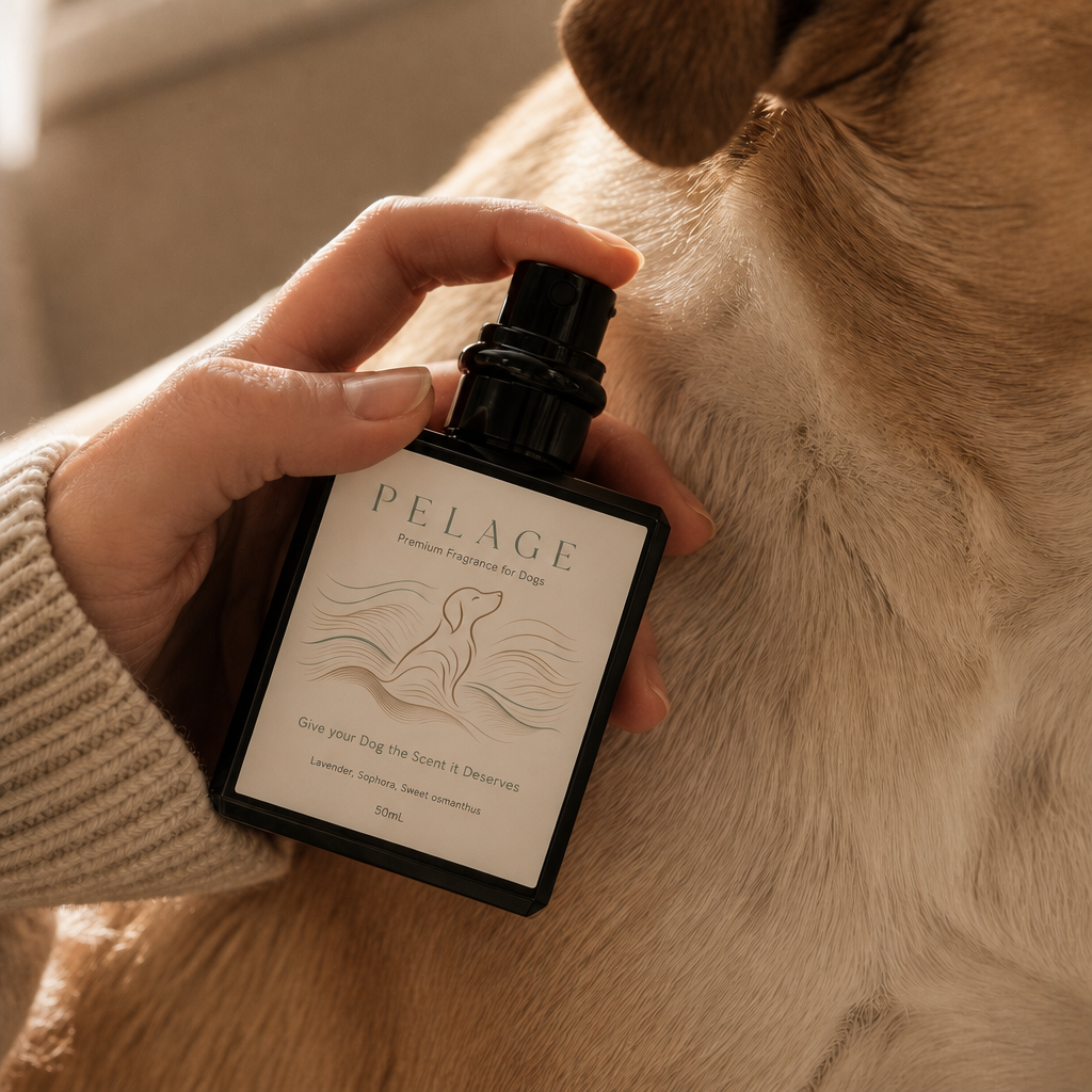 Pelage Premium Fragrance for Dogs spray bottle, detail view