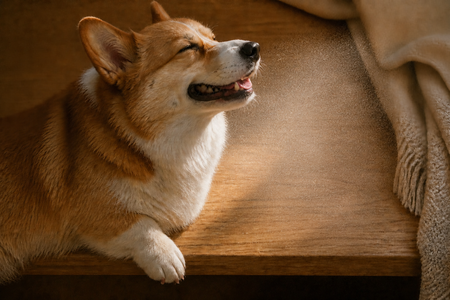 Pelage fragrance campaign photograph with a dog
