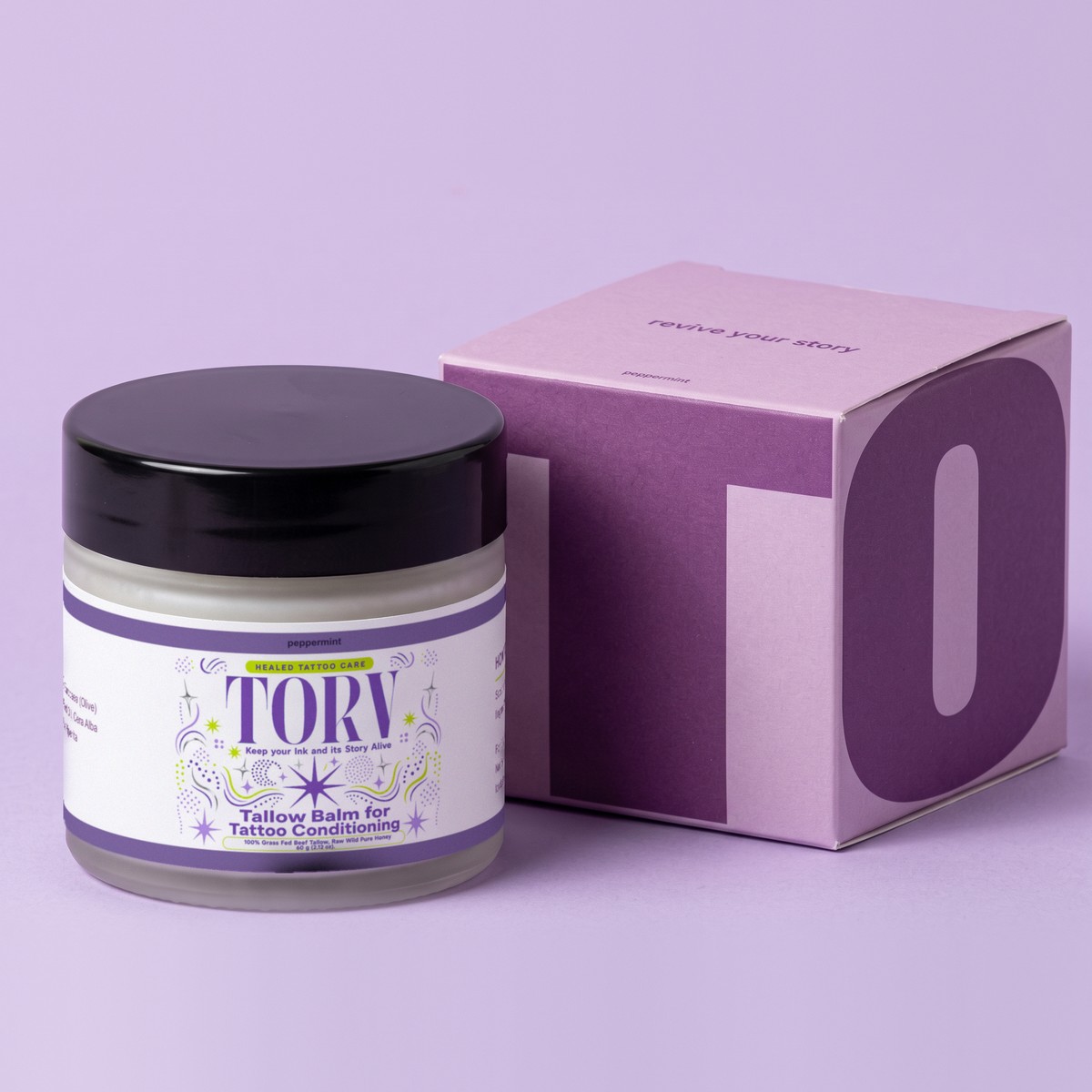TORV Peppermint jar beside its box