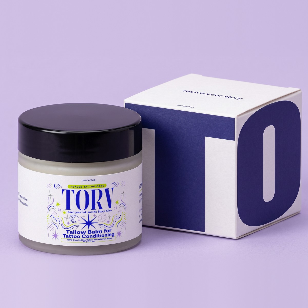 TORV Unscented jar beside its box