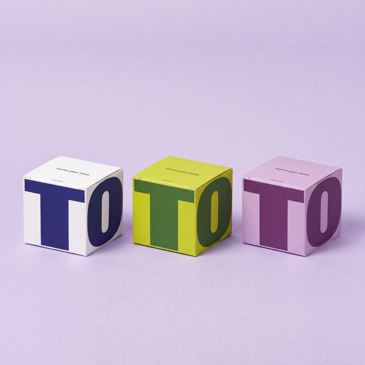 The three TORV boxes: Unscented, Bergamot and Peppermint